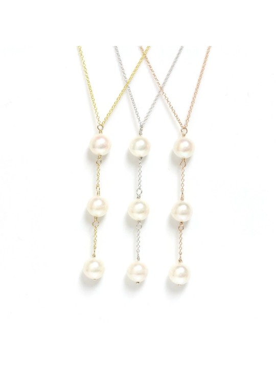 Collier Nui 3 perles japonaises Akoya 6-7mm