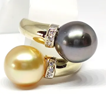 Bague toi et moi Lila or perle de tahiti et australie diamants Moea Perles - 1