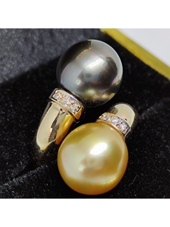 Bague toi et moi Lila or perle de tahiti et australie diamants Moea Perles - 2