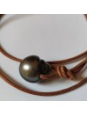 Collier cuir marron perle 13mm Moea Perles - 4