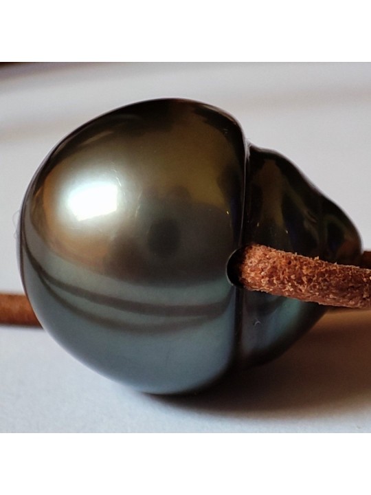 Collier cuir marron perle 13mm Moea Perles - 5