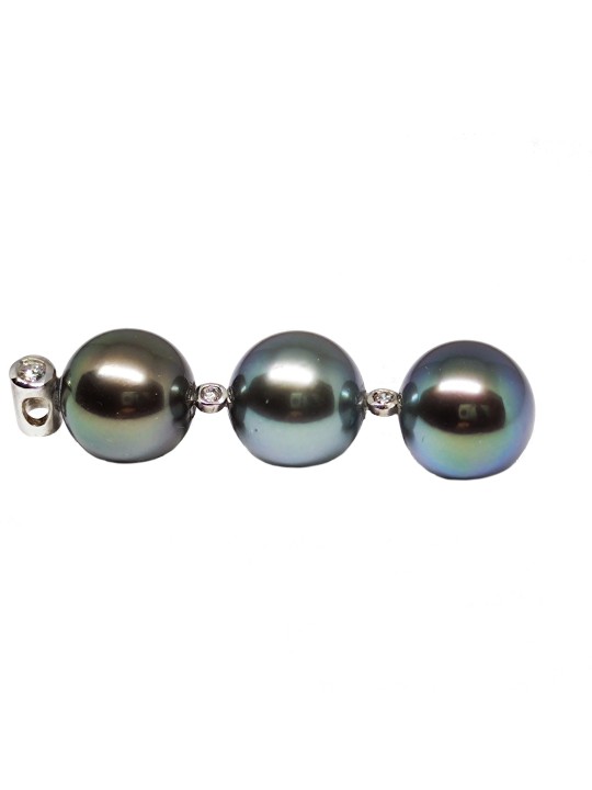 Collier Maiu 3 perles de tahiti 12-13mm