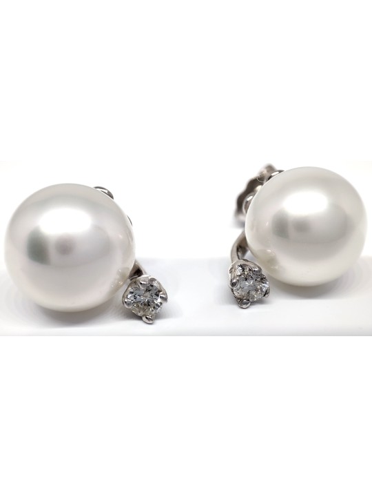 Boucles d'oreilles Hiapu or 18 carats perle d'australie 9-10mm AAA