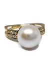 Bague Pahi or 18 carats perle d'australie ronde 9-10mm blanche AAA