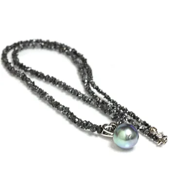 Collier diamants noir et perle de tahiti 10-11mm Moea Perles - 2