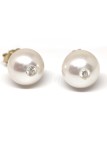 Boucles d'oreilles Ave perles Akoya rondes 9-10mm or 18 carats AAA et diamants