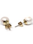 Boucles d'oreilles Ave perles Akoya rondes 9-10mm or 18 carats AAA et diamants