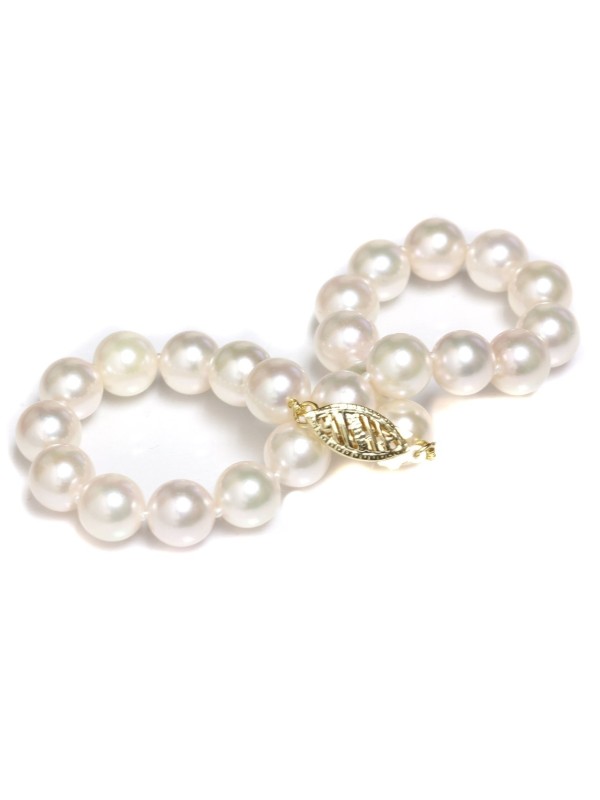 Bracelet Anapa perles japonaise Akoya 7/8mm AAA or 14 carats