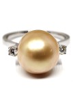Bague Laurae or 18 carats blanc ou jaune perle d'australie 10-11mm AAA couleur golden