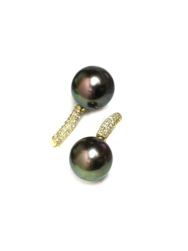 Bague duo Moorea or 18 carats  jaune ou blanc perle de tahiti 10-11mm AAA