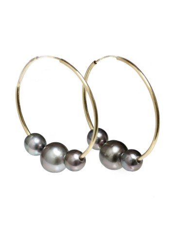 Boucles d'oreilles créoles Ni Moea Perles - 1