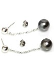 Boucles d'oreilles Bora perle de tahiti rondes 9-11mm AA argent rhodié