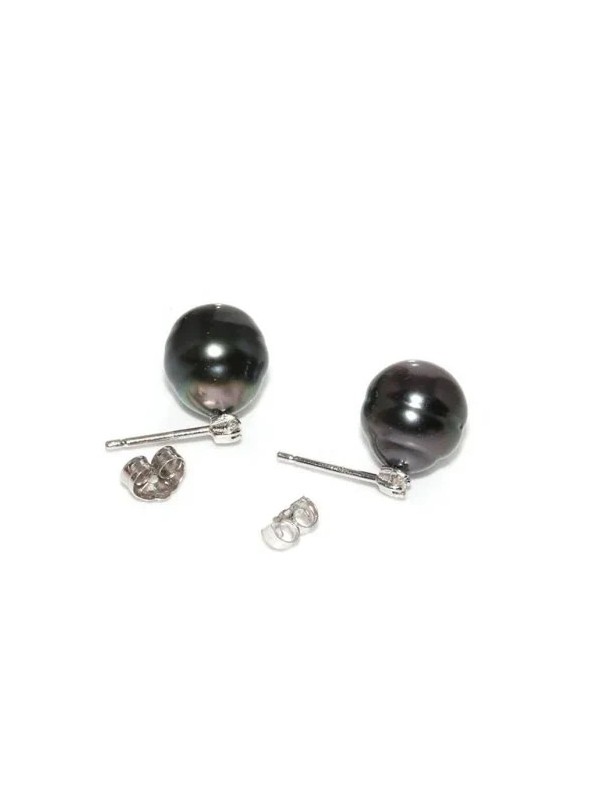 Boucles d'oreilles Nui perle de tahiti baroques 9-11mm or 18 carats diamants AAA