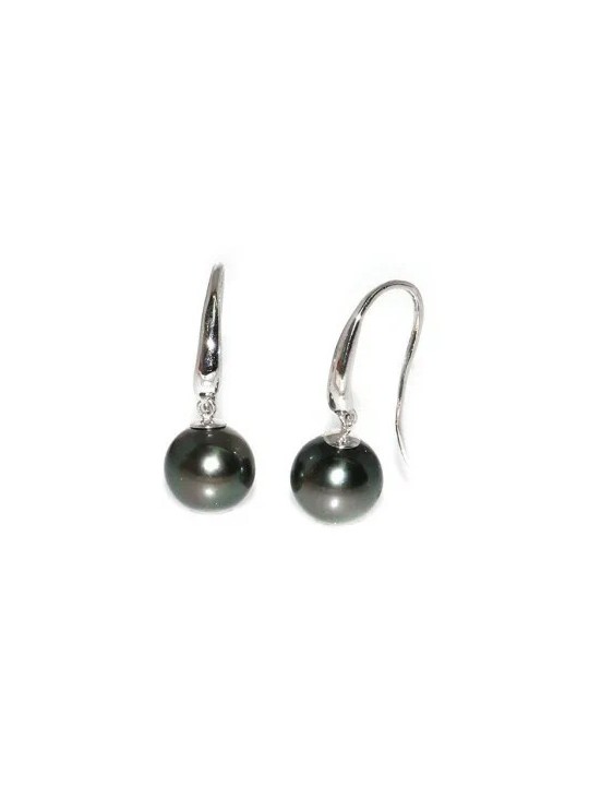 Boucles d'oreilles Moana pendantes perles de tahiti rondes 9-11mm AAA