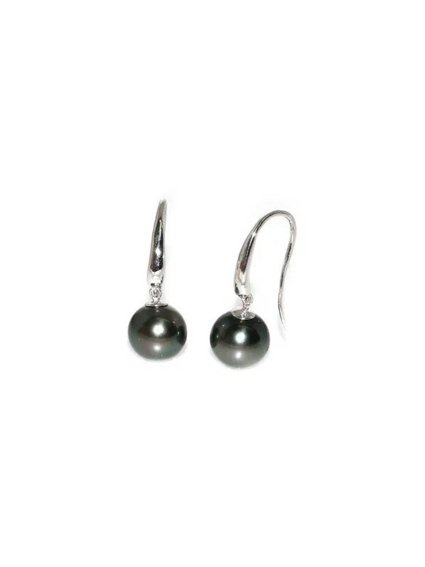 Boucles d'oreilles Moana pendantes perles de tahiti rondes 9-11mm AAA