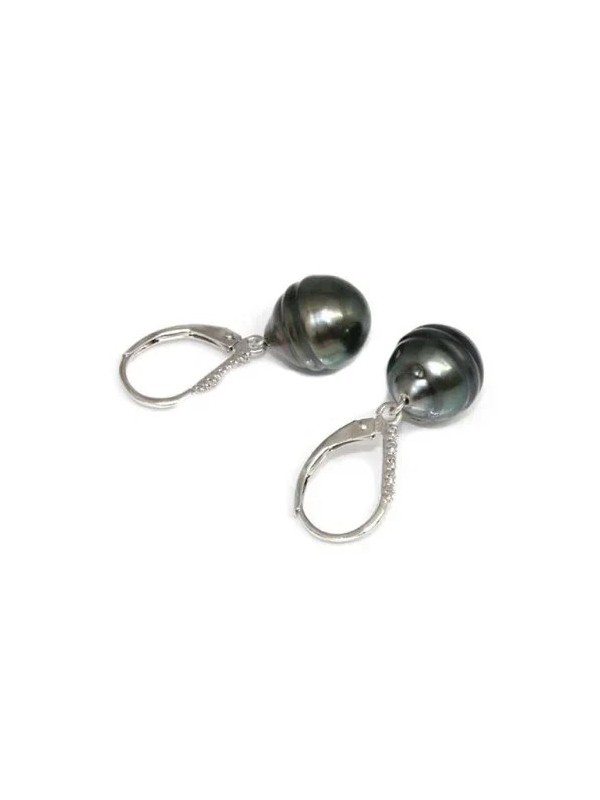 Boucles d'oreilles Hioma perle de tahiti baroque 9-10mm AAA or 18 carats