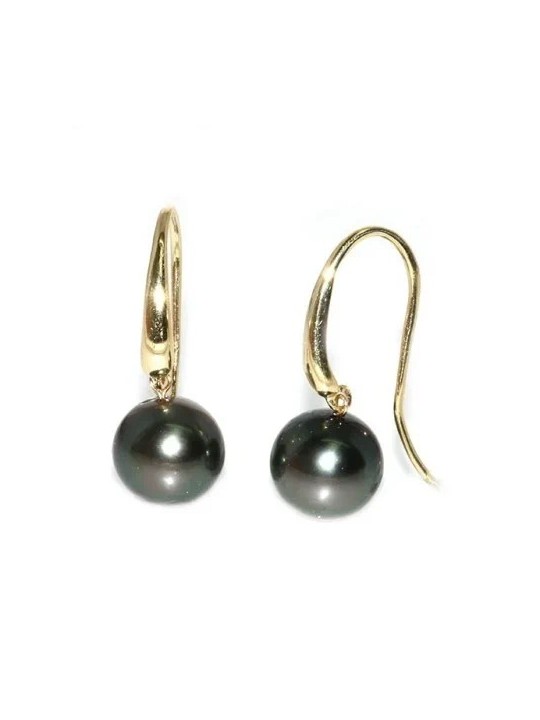 Boucles d'oreilles Mylla semi pendantes perles de tahiti ronde 9-11mm AAA