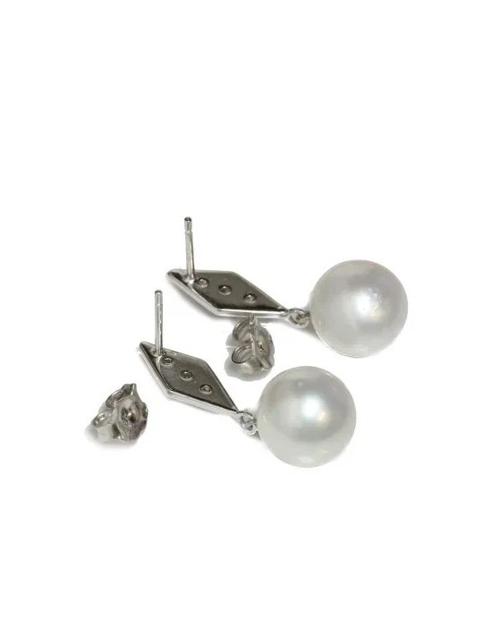 Boucles d'oreilles Rea perles d'australie AAA 10-11mm et diamants