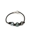 Bracelet cuir naturel 3 perles Moea Perles - 1