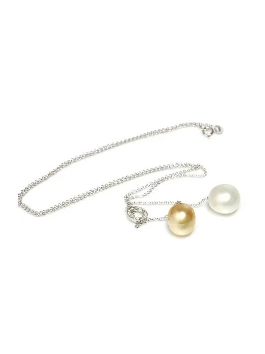 Collier nuitea perles d'Australie 9-10mm blanche et dorée 9-10mm AAA