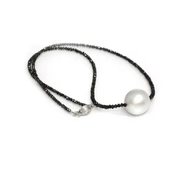 Collier perle australie et diamants noir Moea Perles - 1