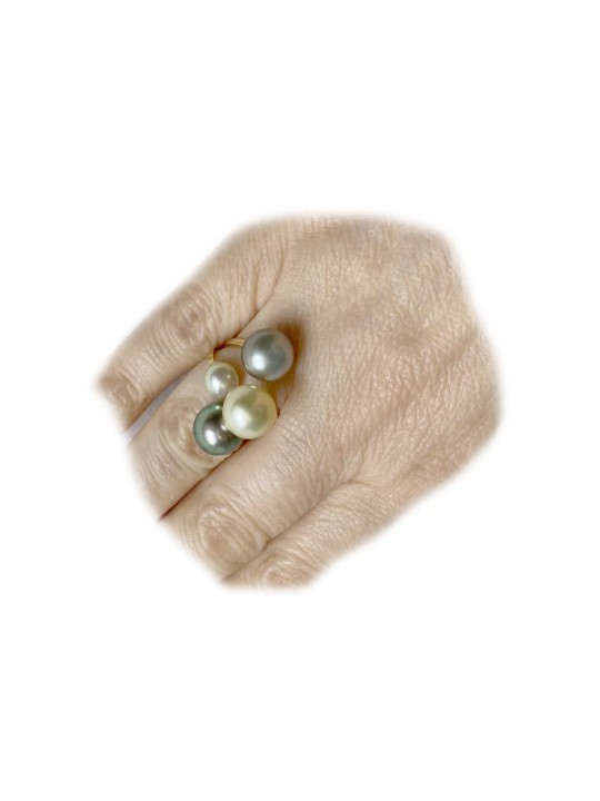 Bague toi et moi Lilou or 6-10mm perle de tahiti et australie diamants