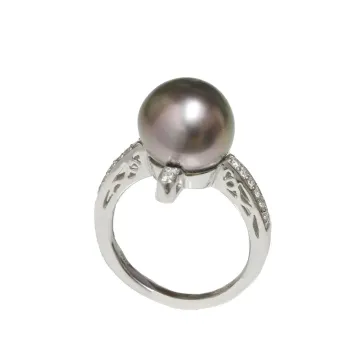 Bague May Moea perle noire de tahiti or et diamants - 1