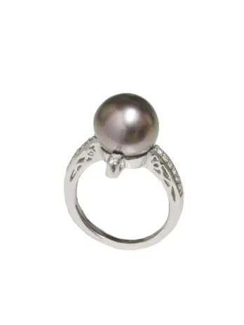 Bague May Moea perle noire de tahiti or et diamants - 1