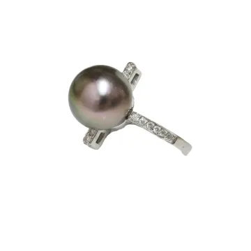 Bague May Moea perle noire de tahiti or et diamants - 2