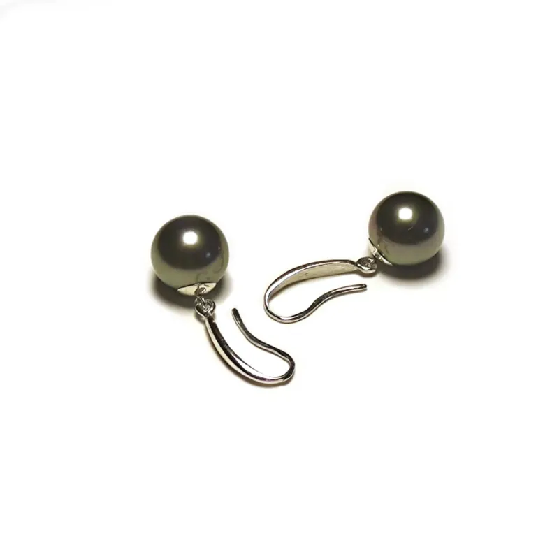 Boucles d'oreilles Elemoe or 18 carats perle de tahiti ronde 9-11mm AAA