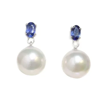 Boucles d'oreilles Avo perles Akoya et saphir Moea Perles - 1