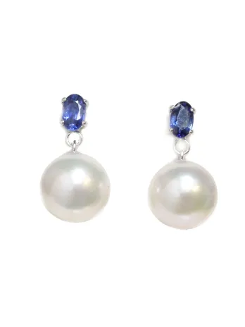 Boucles d'oreilles Avo perles Akoya et saphir Moea Perles - 1