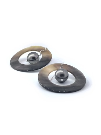 Boucles d'oreilles créoles Nina nacre Moea Perles - 1