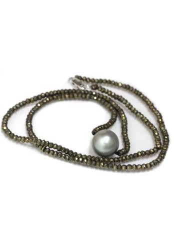 Collier perle tahiti et Pyrite Moea Perles - 1