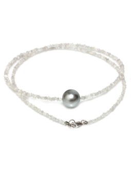 Collier perle de Tahiti et diamants bruts Moea Perles - 1