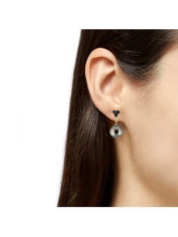 Boucles d'oreilles Ave perle de Tahiti, saphir et diamant