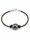 Bracelet cuir marron Moea Perles - 1