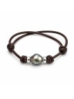 Bracelet cuir marron Moea Perles - 1