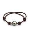 Bracelet cuir marron Moea Perles - 1