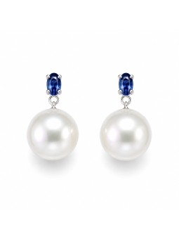 Boucles d'oreilles Avo perles Akoya et saphir Moea Perles - 1