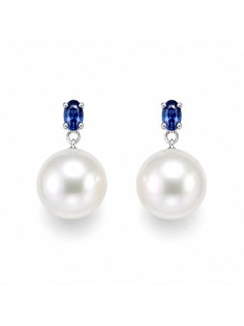 Boucles d'oreilles Avo perles Akoya et saphir Moea Perles - 1