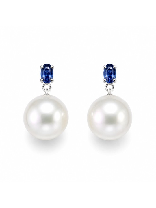 Boucles d'oreilles Avo perles Akoya et saphir Moea Perles - 1