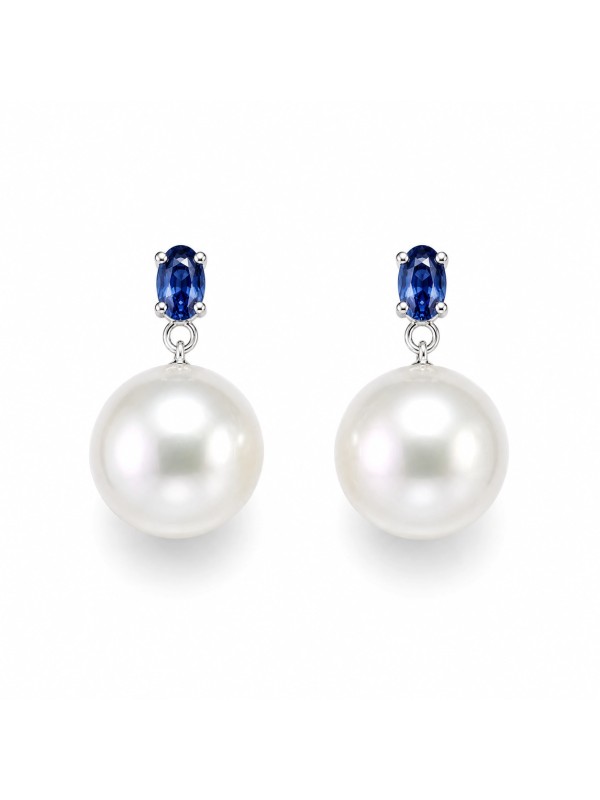 Boucles d'oreilles Avo perles Akoya et saphir Moea Perles - 1