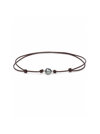 Collier cuir marron Moea Perles - 1