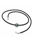 Collier cuir noir Ara Moea Perles - 1