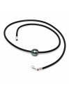 Collier cuir noir Ara Moea Perles - 1