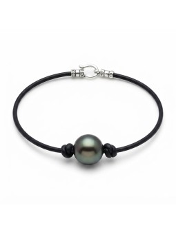 Bracelet cuir noir Moea Perles - 1