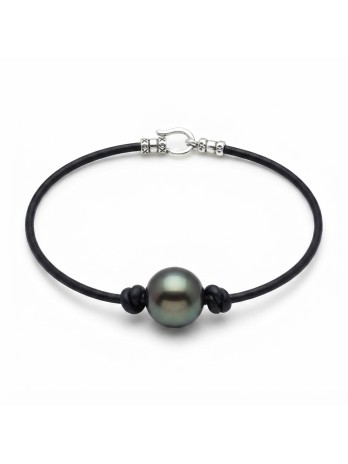 Bracelet cuir noir Moea Perles - 1