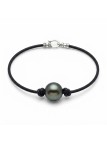 Bracelet cuir noir Moea Perles - 1