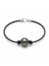 Bracelet cuir noir Moea Perles - 1